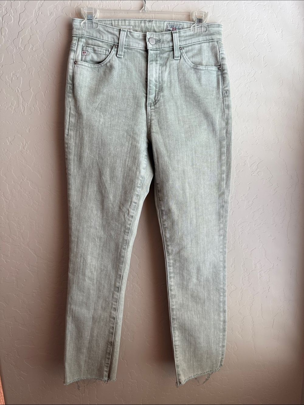 AG Adriano Goldschmied Mari Crop Slim Straight Leg Jeans Sage Green